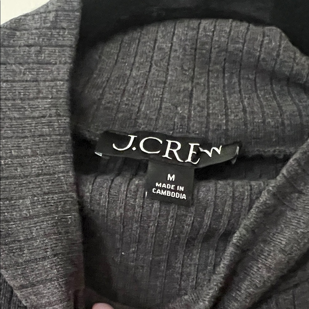 J. Crew Grey Long Sleeve Mockneck Top with White Stitching - Picture 2 of 4